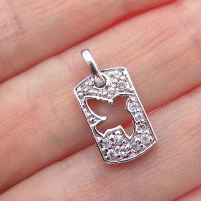 925 Sterling Silver Round-Cut C Z Peace Bird Mini Charm Pendant