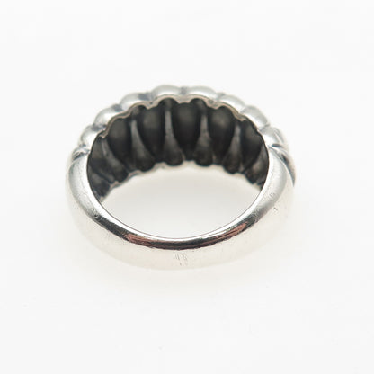 925 Sterling Silver Vintage Modernist Marquise-Shape Oxidized Ring Size 7