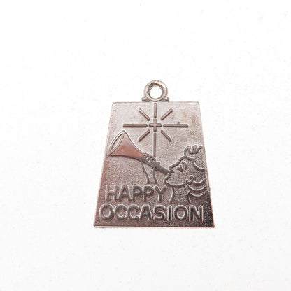 925 Sterling Silver Vintage Happy Occasion Charm Pendant