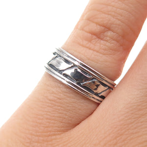 925 Sterling Silver Vintage Modernist Oxidized Band Ring Size 5.25