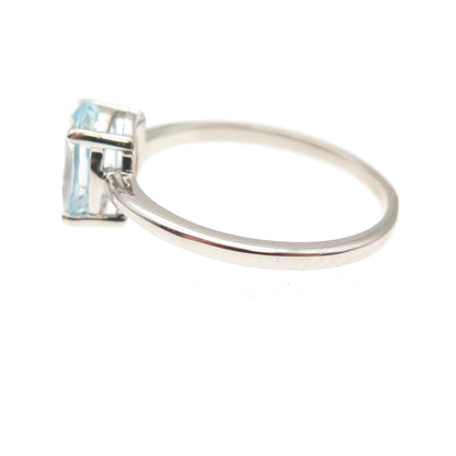 Dazzlers 925 Sterling Silver Real Oval-Cut Blue Topaz Ring Size 6