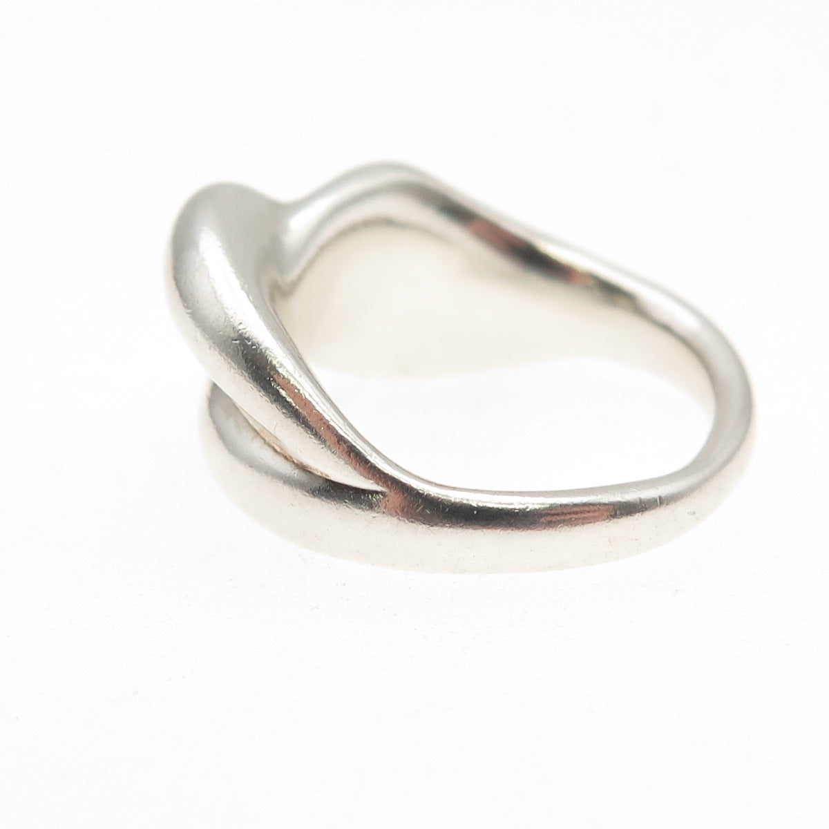925 Sterling Silver Vintage Modernist Crisscross Ring Size 6