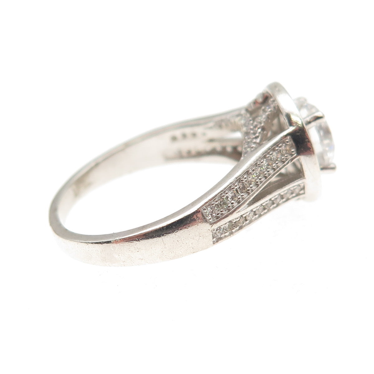 925 Sterling Silver Round-Cut C Z Engagement Ring Size 8