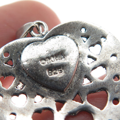 BOMA 925 Sterling Silver Vintage Black Onyx Gem Heart Cutout Oxidized Pendant