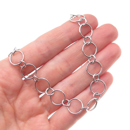 925 Sterling Silver Multi-Circle Chain Necklace 18"