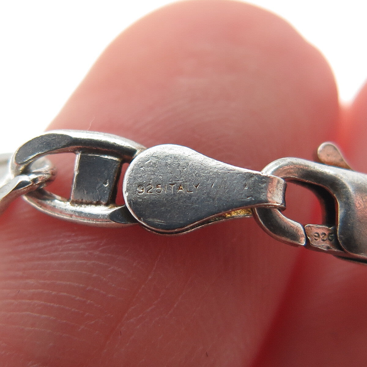 925 Sterling Silver Vintage Italy Flat Anchor Mariner Link Bracelet 7"