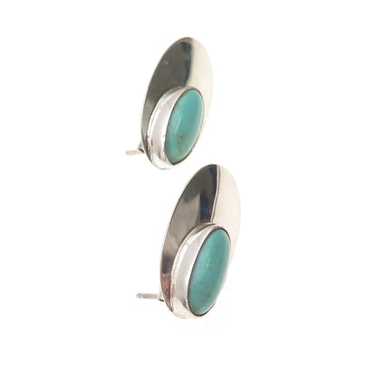 Robin Wood Navajo Old Pawn 925 Sterling Silver Vintage Tyrone Turquoise Earrings