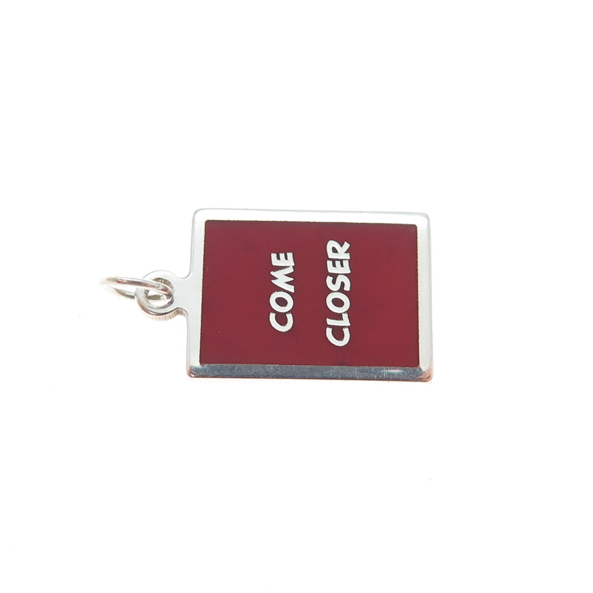 925 Sterling Silver Red Enamel Come Closer Minimalist Charm Pendant
