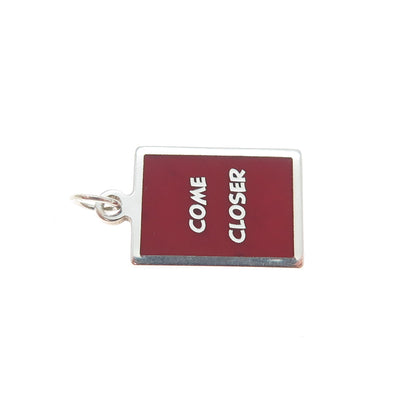925 Sterling Silver Red Enamel Come Closer Minimalist Charm Pendant