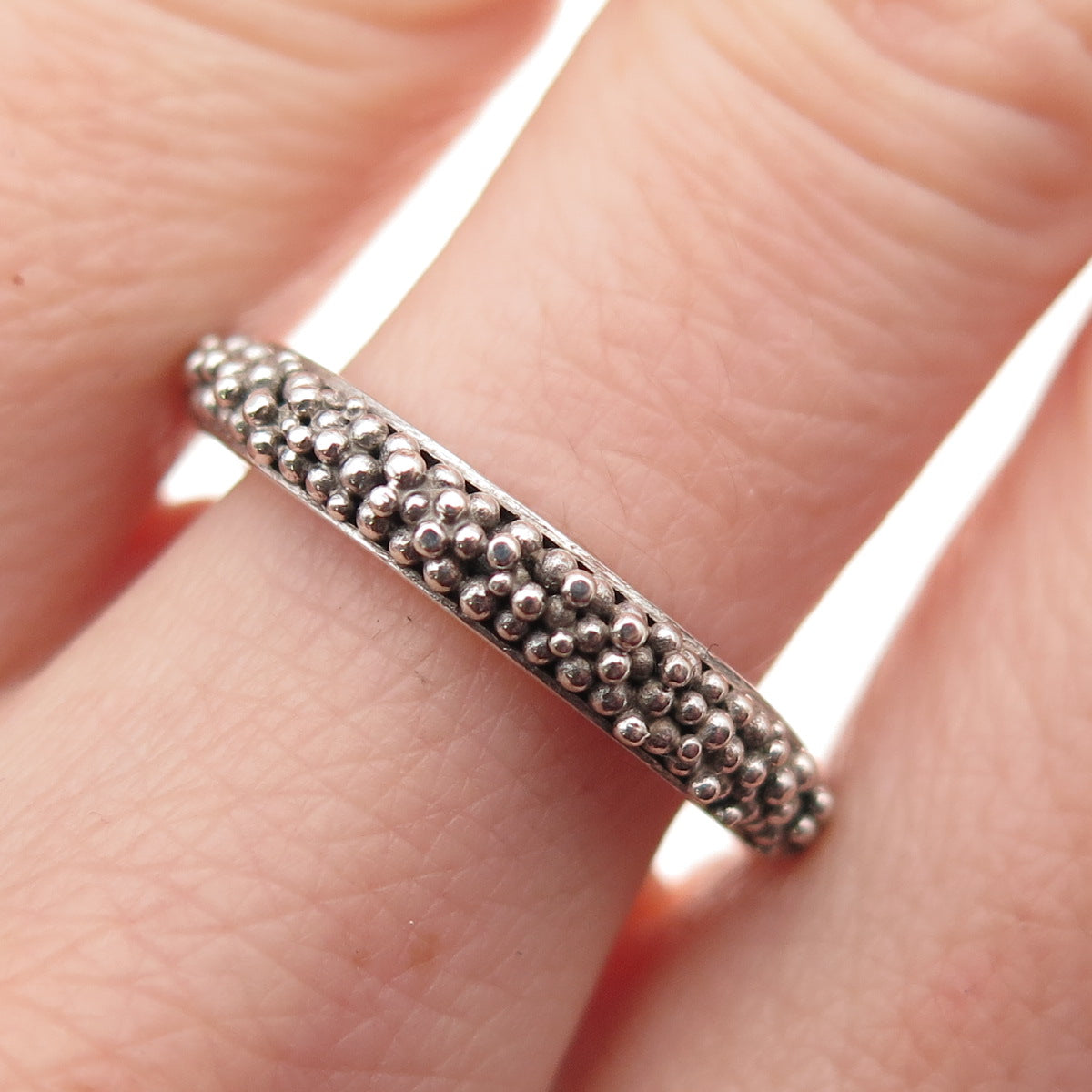 925 Sterling Silver Vintage Granulated Oxidized Band Ring Size 7