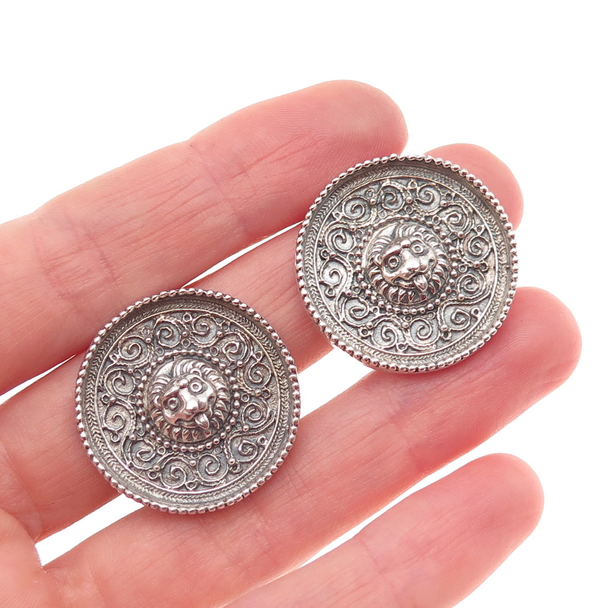 MMA Metropolitan Museum of Art 925 Sterling Vintage 1994 Lion Clip On Earrings