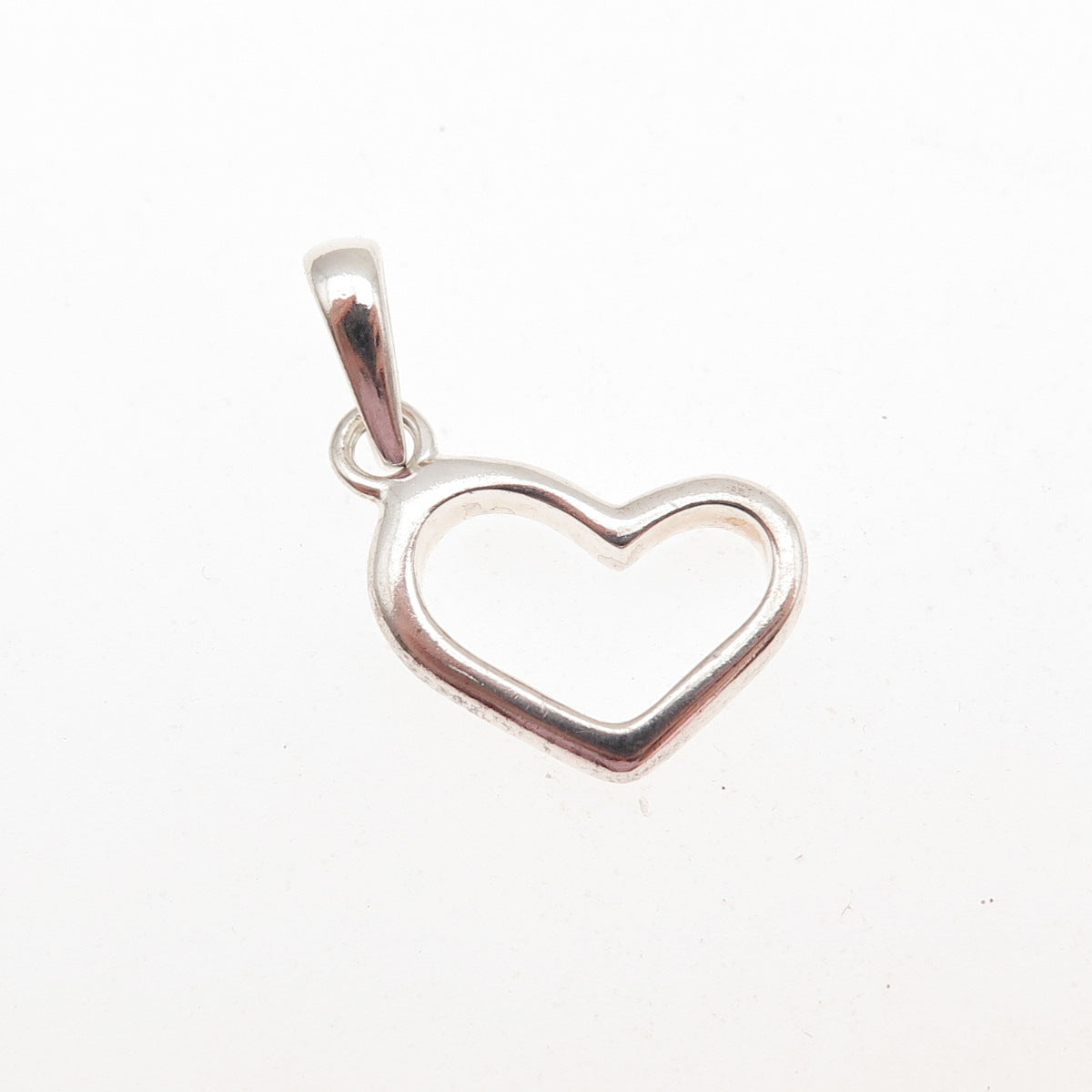 925 Sterling Silver Vintage Open Heart Mini Charm Pendant