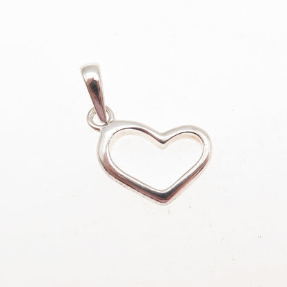 925 Sterling Silver Vintage Open Heart Mini Charm Pendant