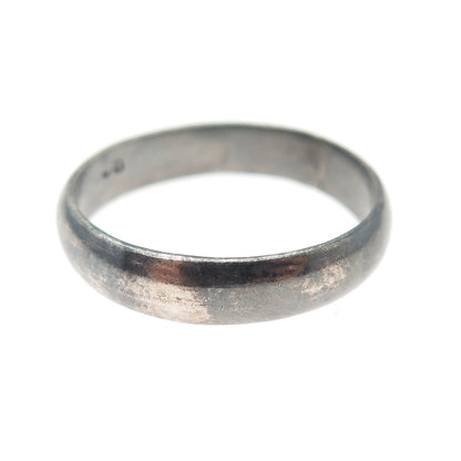 925 Sterling Silver Vintage Mexico Classic Wedding Oxidized Band Ring Size 11.25