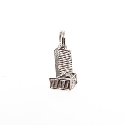 925 Sterling Silver Vintage United Nations Headquarters Mini Charm Pendant