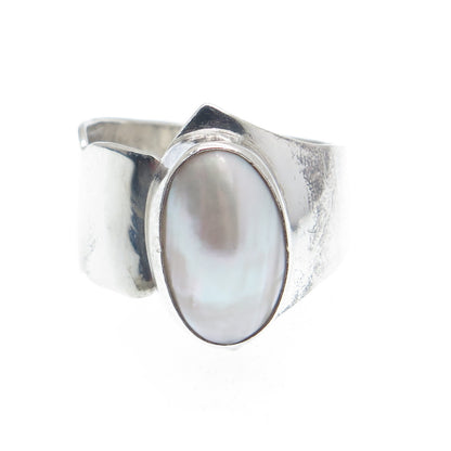 GILO & GRACE NAKAI Navajo Old Pawn 925 Sterling Vintage Real MOP Ring Size 9.75