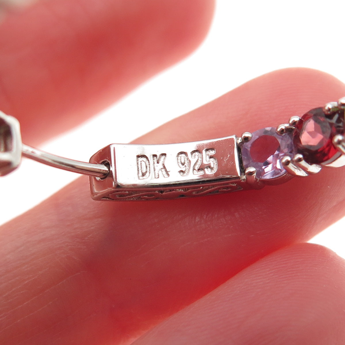 925 Sterling Silver Topaz Amethyst Citrine Garnet Peridot In & Out Hoop Earrings