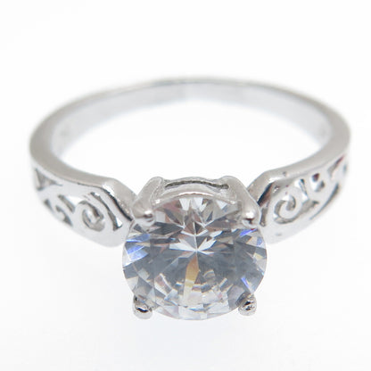 CHAPAL ZENRAY 925 Sterling Silver Round-Cut C Z Engagement Ring Size 7