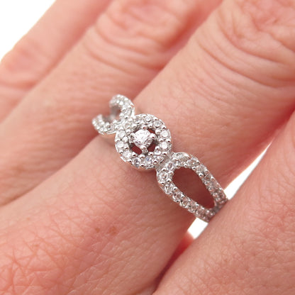 925 Sterling Silver Round-Cut C Z Ring Size 6.75