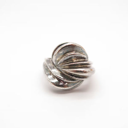 925 Sterling Silver Vintage Ribbed Ring Size 7.75