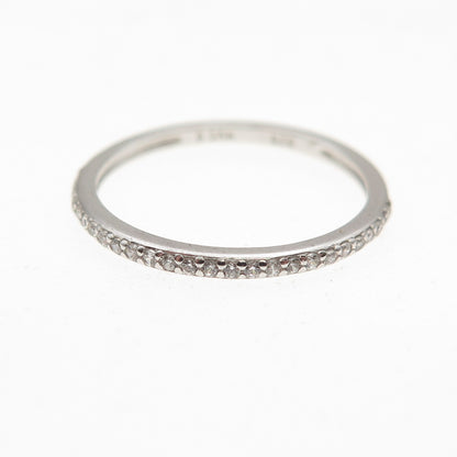 925 Sterling Silver Round-Cut C Z Half Eternity Stackable Band Ring Size 6