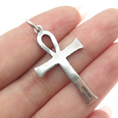 925 Sterling Silver Vintage Egyptian Ankh Oxidized Pendant