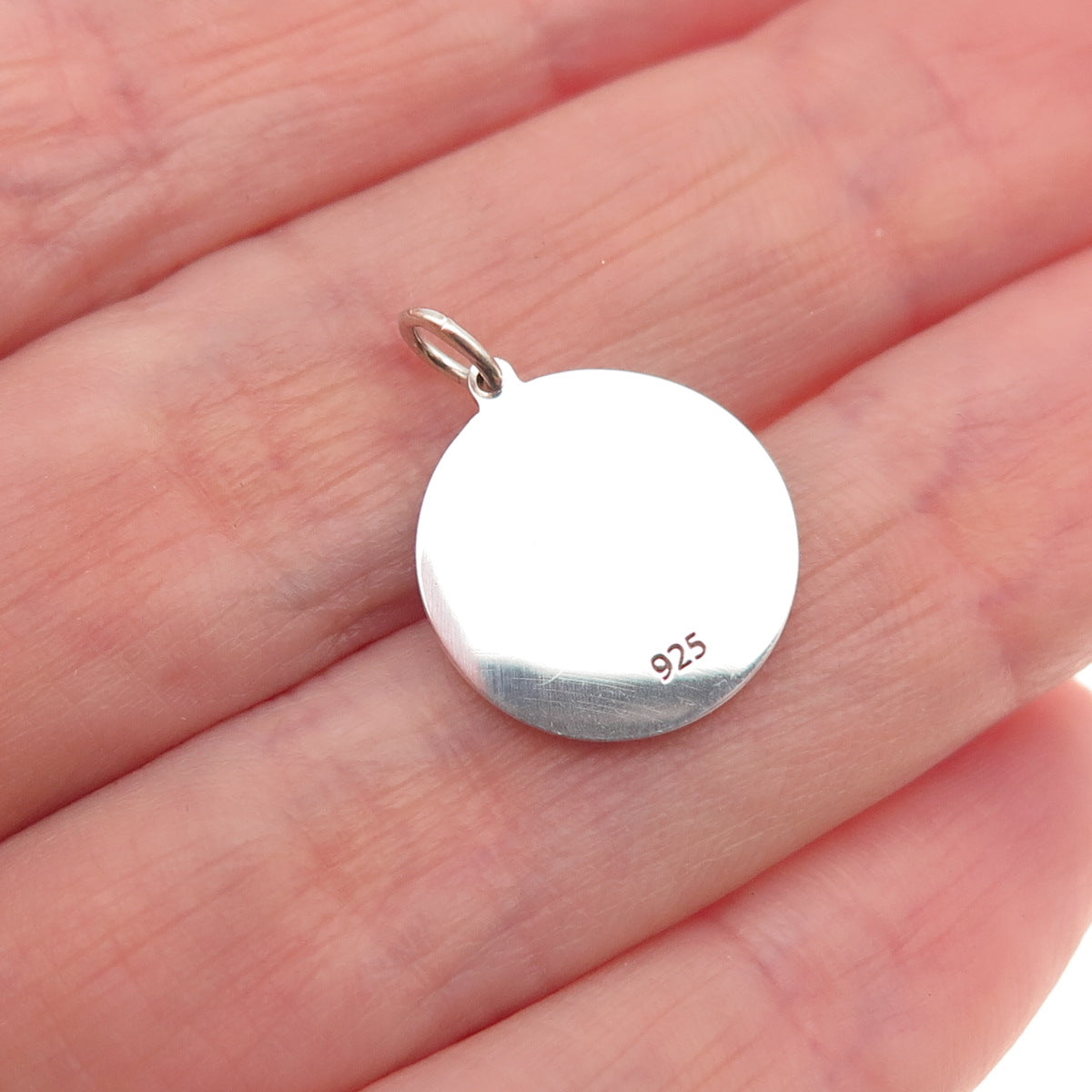 925 Sterling Silver Blue Enamel Aries Zodiac Sign Round Tag Mini Charm Pendant
