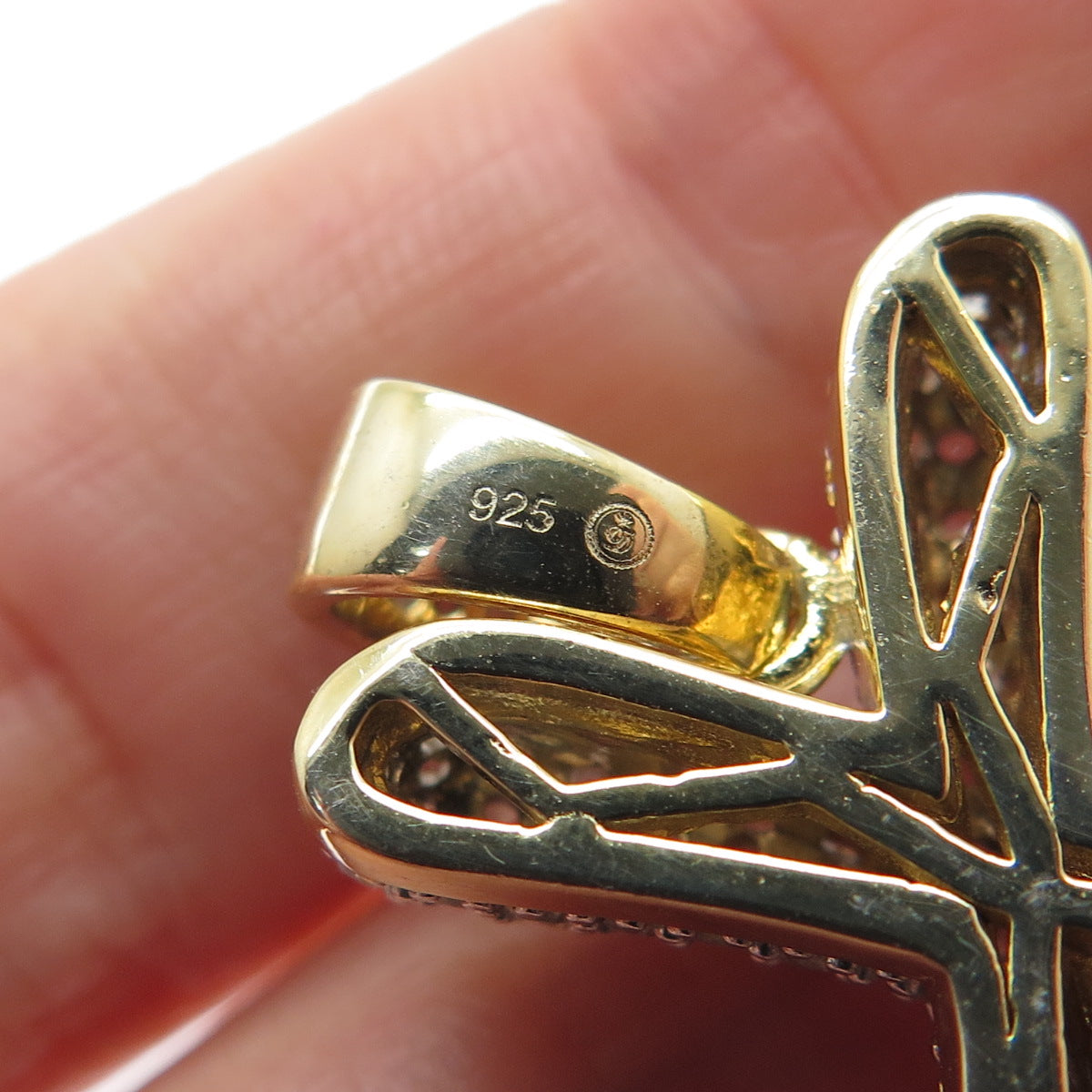 925 Sterling Silver Gold Plated Round-Cut Shaped C Z Letter X Sparkle Pendant