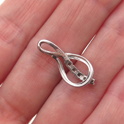 925 Sterling Silver Real Round-Cut Diamond Infinity Charm Pendant