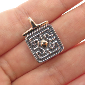 ROSS SIMONS 14K Gold & 925 Sterling Silver Vintage Modernist Mini Charm Pendant