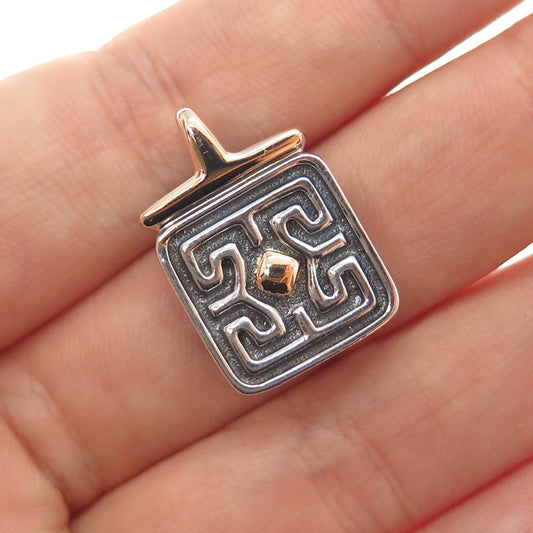 ROSS SIMONS 14K Gold & 925 Sterling Silver Vintage Modernist Mini Charm Pendant