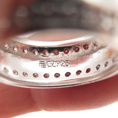 925 Sterling Silver Round-Cut C Z All Around Band Ring Size 7