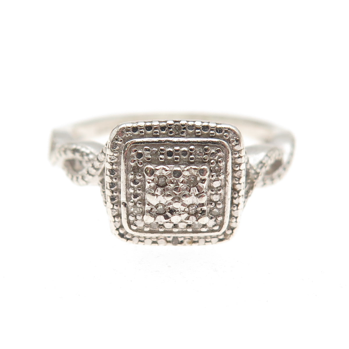 925 Sterling Silver Real Round-Cut Diamond Promise Ring Size 7