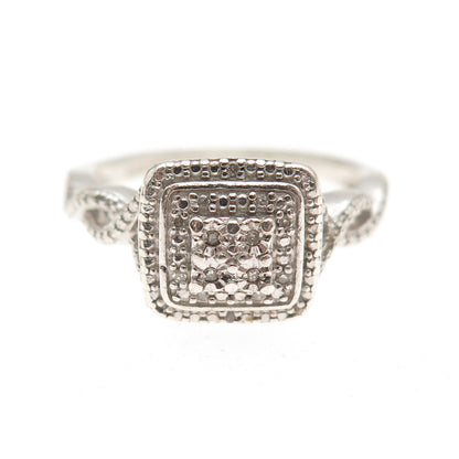 925 Sterling Silver Real Round-Cut Diamond Promise Ring Size 7