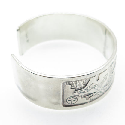 R. TENORIO & C. POLLACK 925 Sterling Vintage Southwestern Cuff Bracelet 7.25"