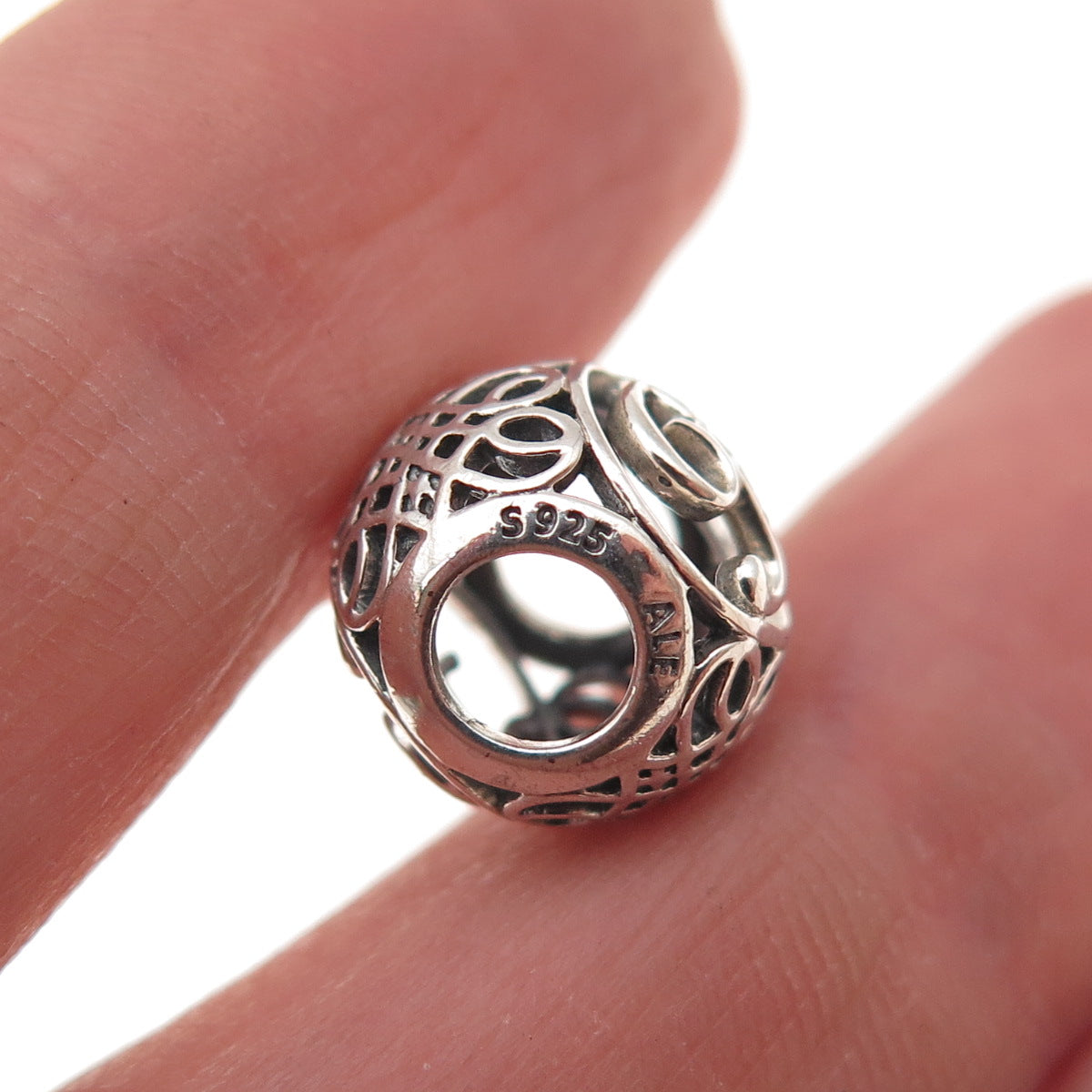 Pandora 925 Sterling Silver C Z Letter F Initial Slide Bead Charm
