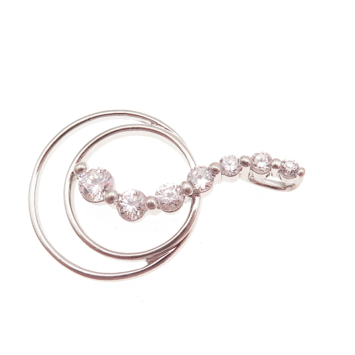 925 Sterling Silver Graduated Round-Cut C Z Charm Pendant