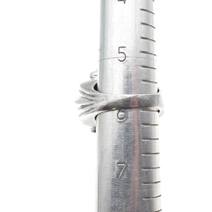 925 Sterling Silver Vintage Modernist Ribbed Oxidized Statement Ring Size 6