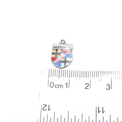 800 Silver Vintage ESJ Enamel Bad Bruckenau Coat of Arms Minimalist Pendant