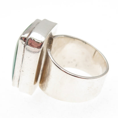Kit Heath 925 Sterling Silver Vintage Real Turquoise Modernist Ring Size 7.5