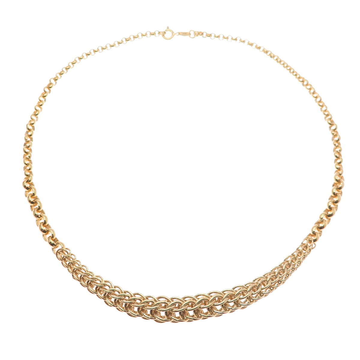 ITAOR 925 Sterling Silver Gold Plated Italy Spiga & Rolo Chain Necklace 16"