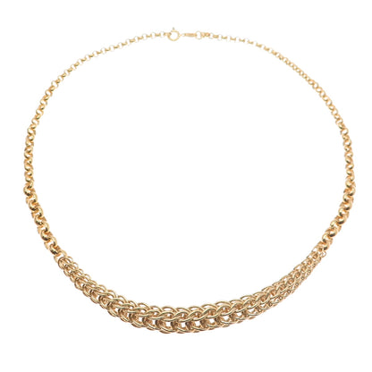 ITAOR 925 Sterling Silver Gold Plated Italy Spiga & Rolo Chain Necklace 16"