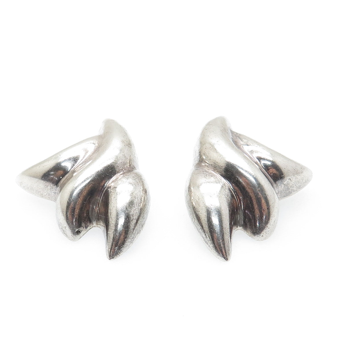 FRANCISCO RIVERA 925 Sterling Silver Vintage Mexico Modernist Clip On Earrings