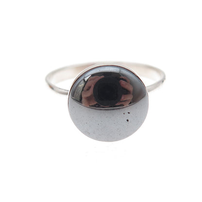 925 Sterling Silver Vintage Real Cabochon Hematite Ring Size 5.75