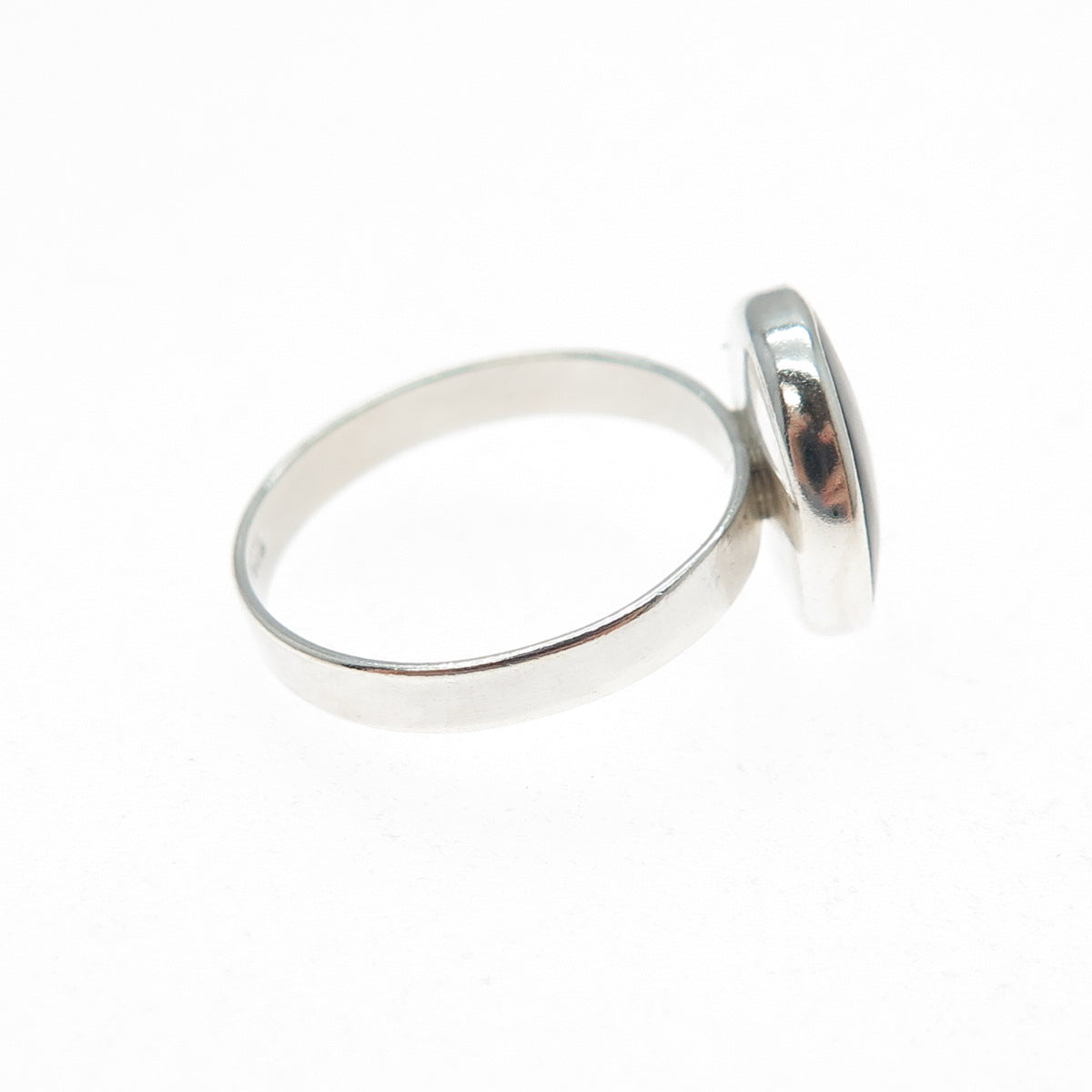925 Sterling Silver Vintage Black & White Enamel Yin Yang Ring Size 5.25