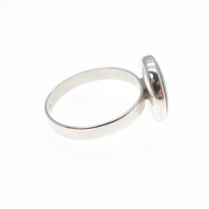 925 Sterling Silver Vintage Black & White Enamel Yin Yang Ring Size 5.25