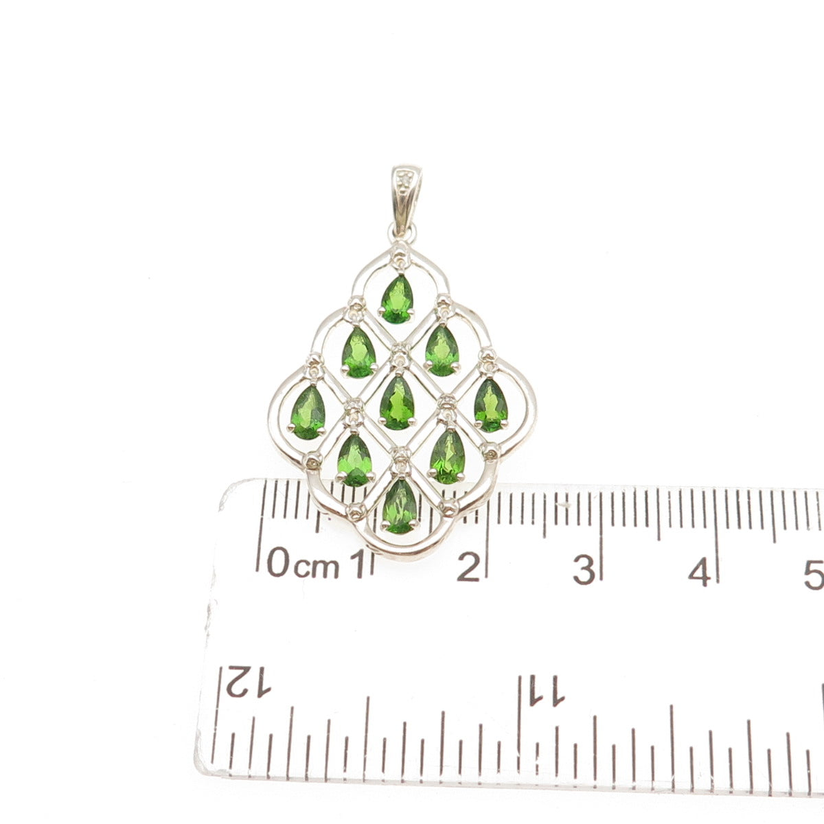 MICHELLE ALBALA 925 Sterling Real Diamond Accent & Peridot Chandelier Pendant