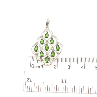 MICHELLE ALBALA 925 Sterling Real Diamond Accent & Peridot Chandelier Pendant