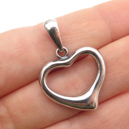 950 Silver Vintage Open Heart Oxidized Charm Pendant