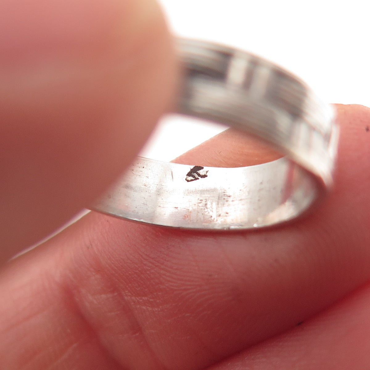 925 Sterling Silver Vintage Modernist Woven Oxidized Band Ring Size 6